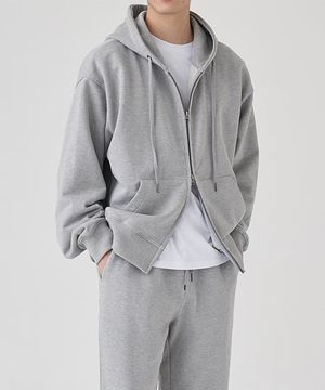 2WAY 스웻 후드 집업 (MELANGE GREY)