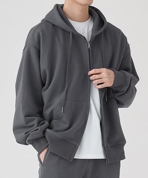 2WAY 스웻 후드 집업 (CHARCOAL)