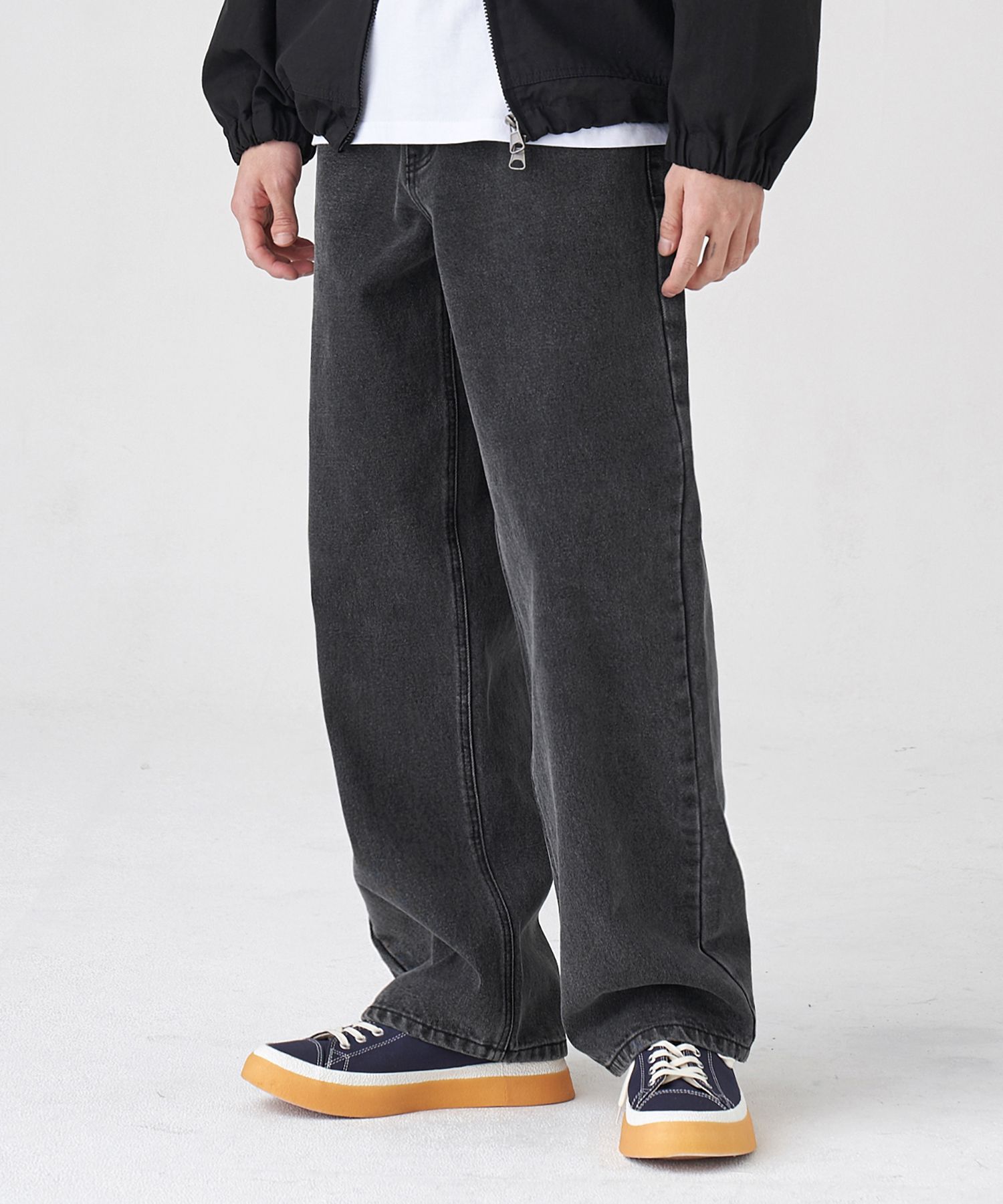 【MODERNIF】Mor Deep Grayish Wide Denim Pants MUSINSA | TOFFEE More Wide Denim Pants (DEEP GRAY)