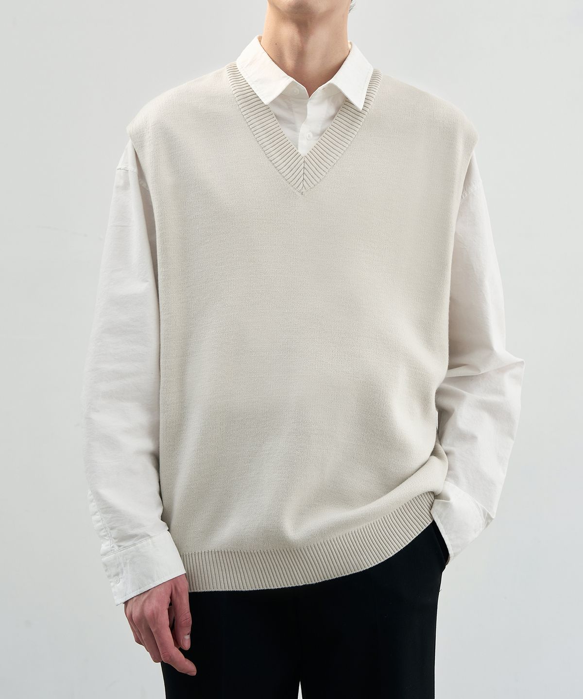 드로우핏(DRAW FIT) 소프 울 오버핏 니트 베스트 [CREAM]