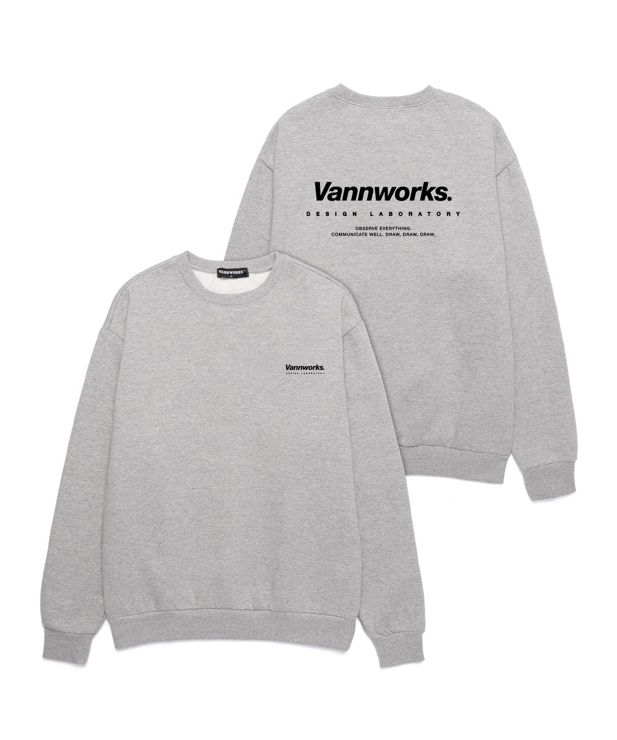 밴웍스(VANNWORKS) 뉴 미니멀리즘 로고 오버핏 맨투맨 (VNCTS101) 멜란지 그레이