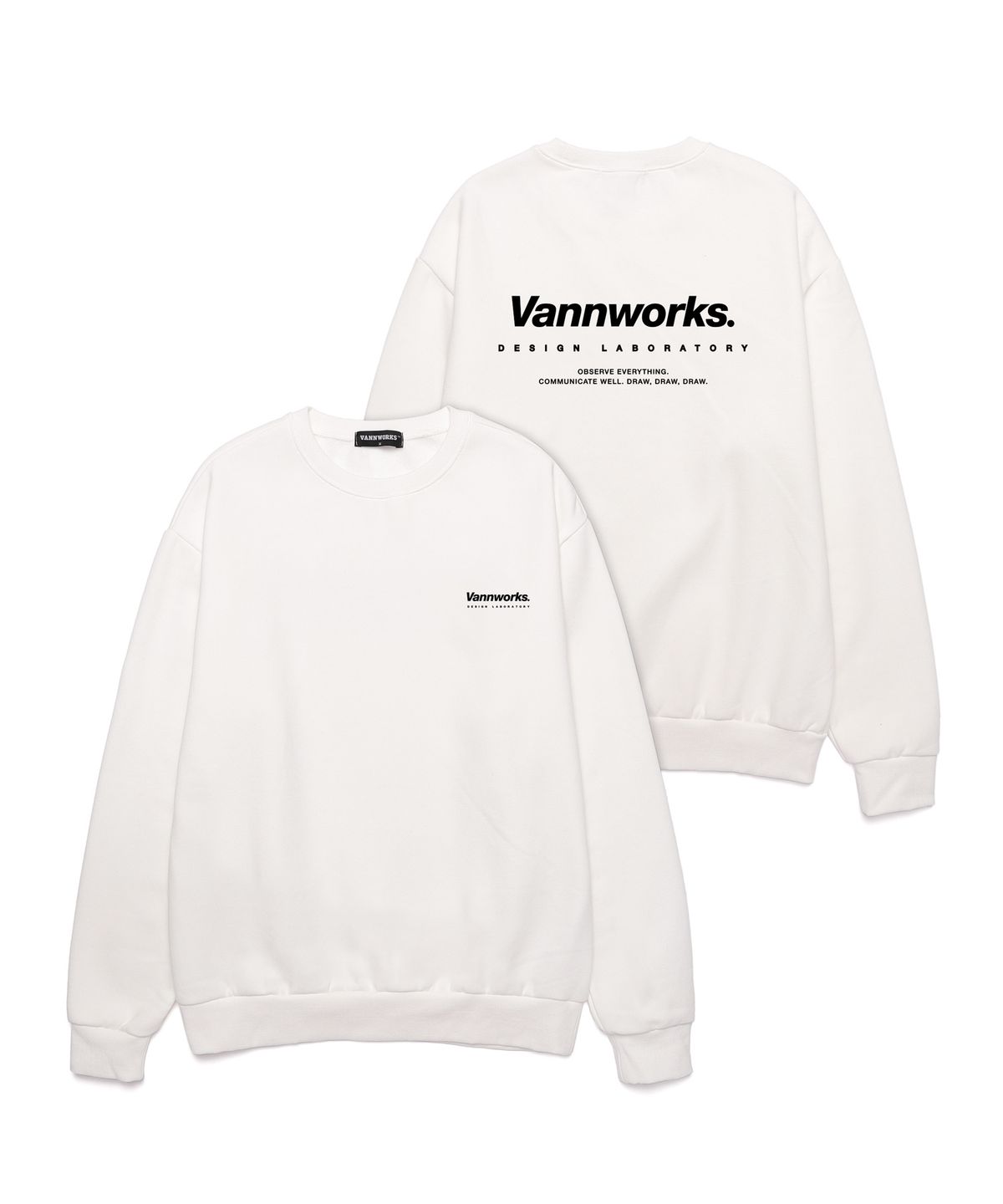 밴웍스(VANNWORKS) 뉴 미니멀리즘 로고 오버핏 맨투맨 (VNCTS101) 화이트