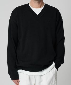 소프트코튼 브이넥 루즈니트(블랙)