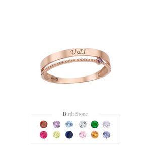 로렛 2월 탄생석 각인 심플베이직 10K Gold 반지 LRT18003T