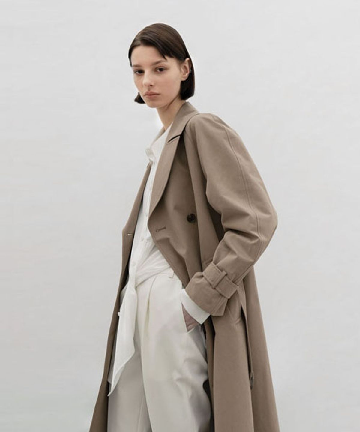 아바몰리(AVA MOLLI) COTTON BLENDED TRENCH CT (COCOA ST)