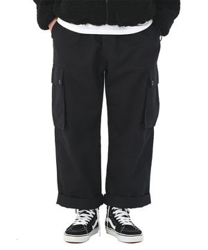 와이드 카고 팬츠-블랙