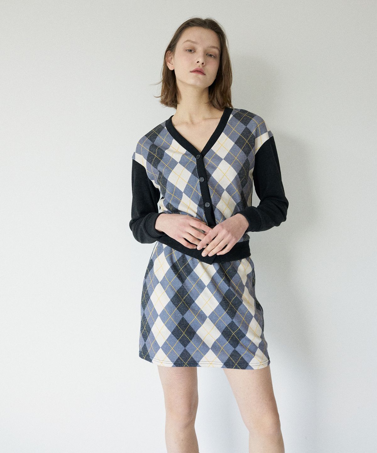 라티젠(LARTIGENT) LM ARGYLE SKIRT(BLACK)