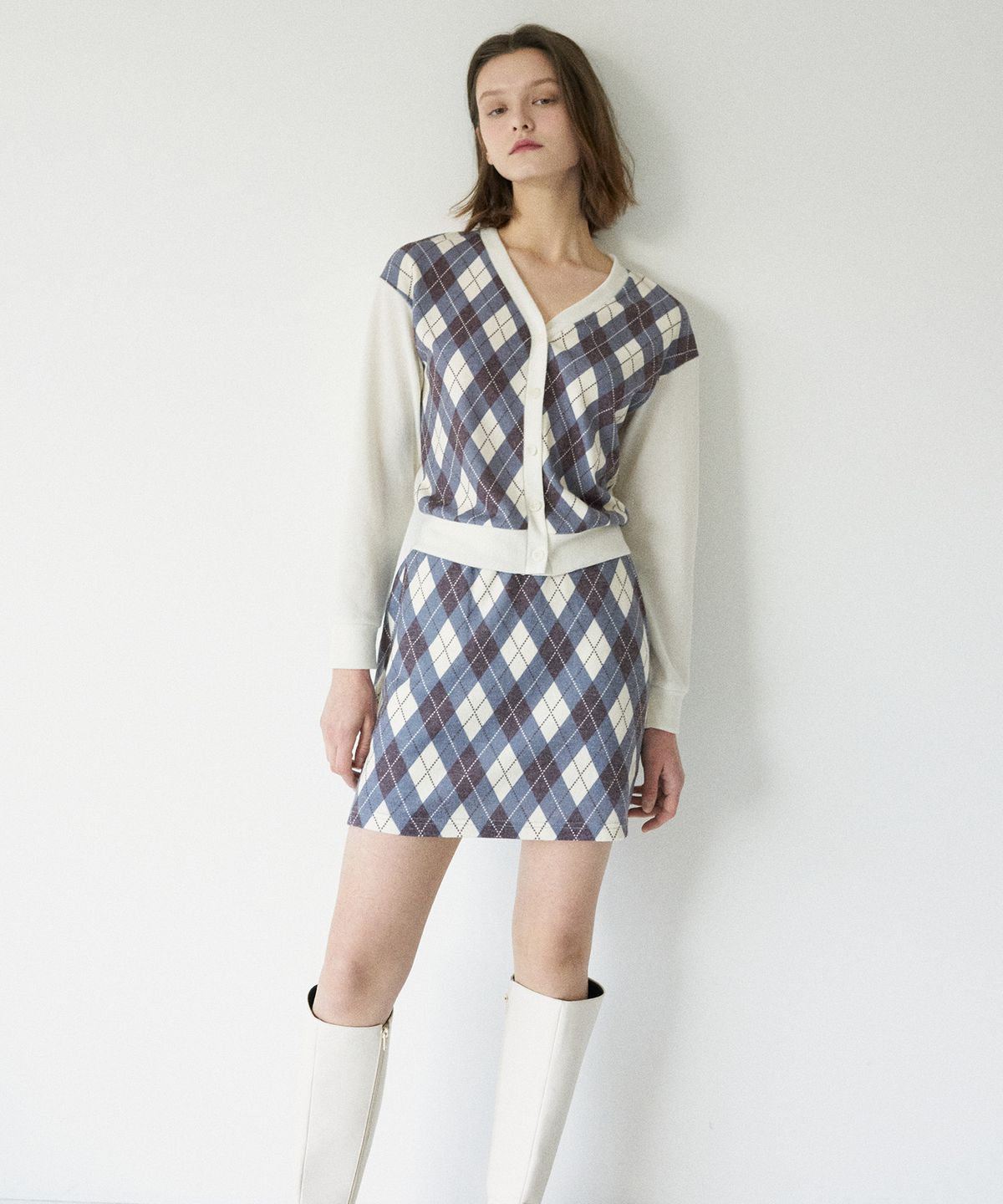 라티젠(LARTIGENT) LM ARGYLE SKIRT(IVORY)