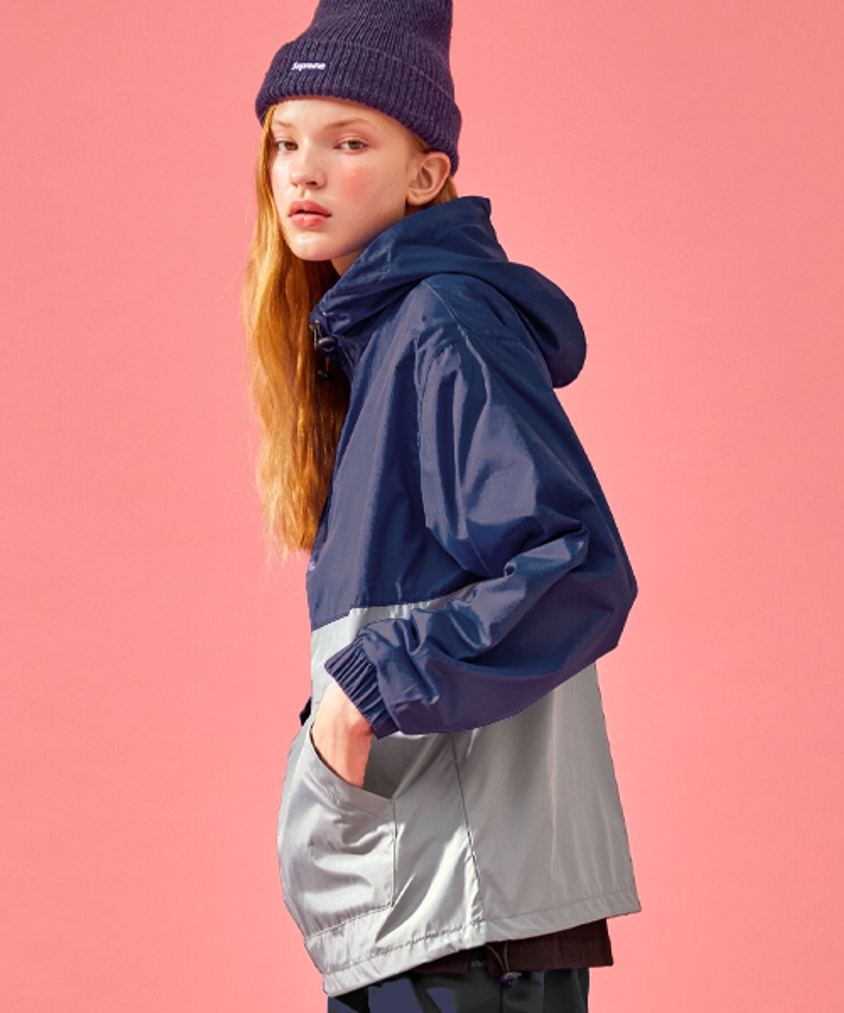 유니어패럴(UNI APPAREL) UA 테크 아노락 후드 네이비