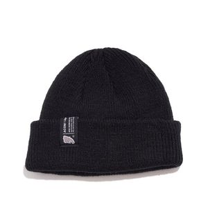 버티칼 메인 라벨 숏 비니 (블랙)