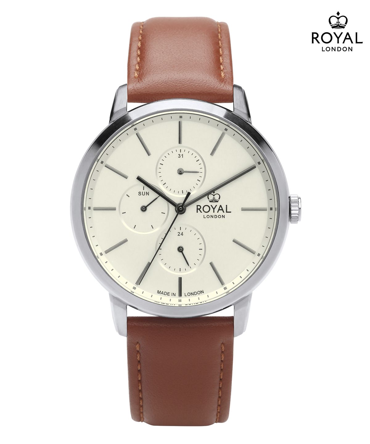로얄런던시계(ROYAL LONDON WATCH) 41457-01 멀티펑션 남성 가죽시계