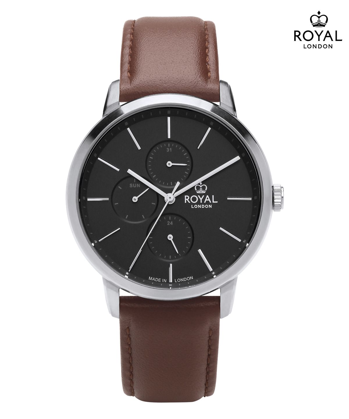 로얄런던시계(ROYAL LONDON WATCH) 41457-03 멀티펑션 남성 가죽시계