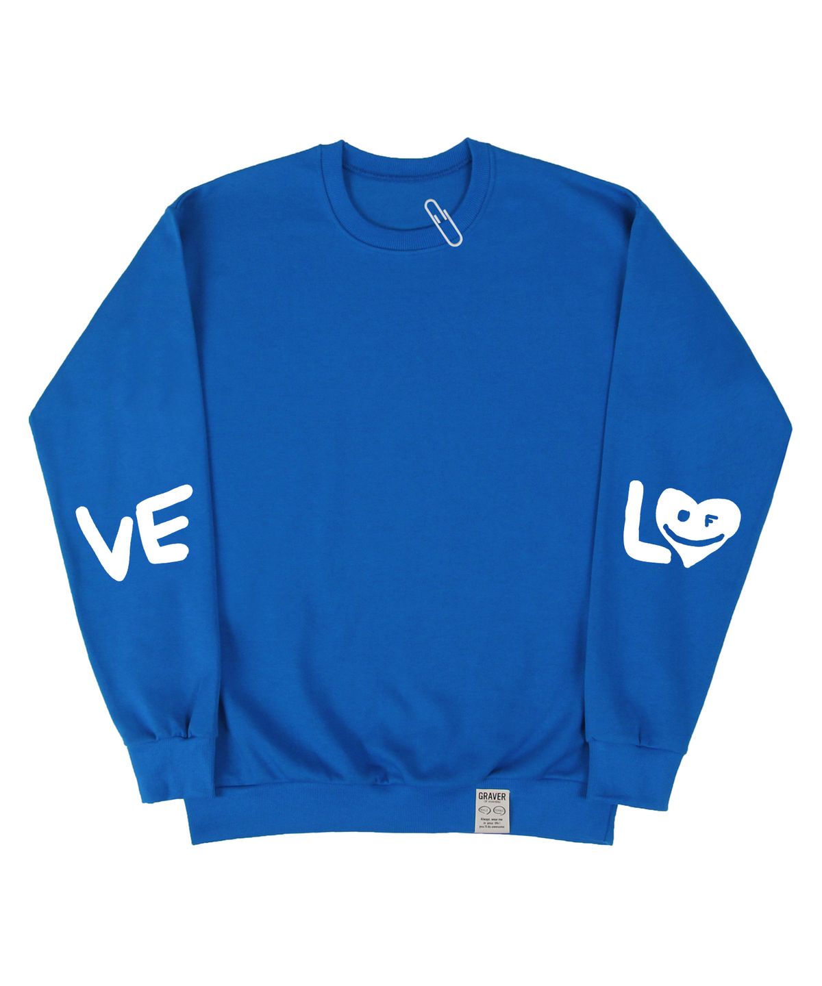그레이버(GRAVER) [UNISEX]엘보우 LOVE 스마일드로잉 맨투맨_코발트블루