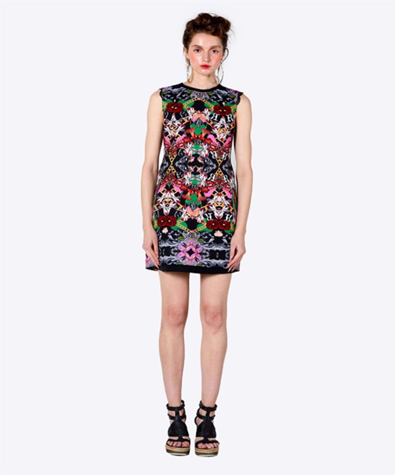 크루넥 프린트 드레스