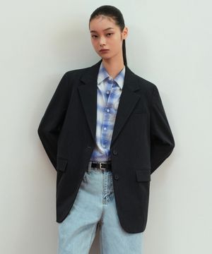 우먼즈 오버사이즈 블레이저 [차콜 그레이]