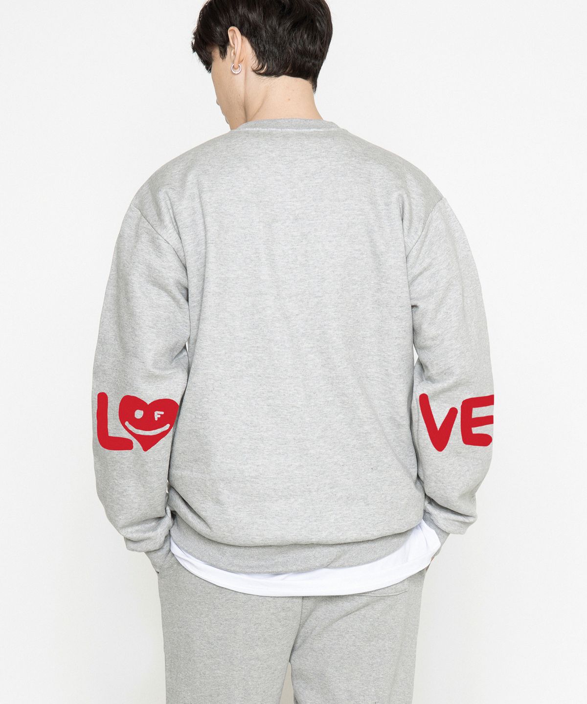 그레이버(GRAVER) [UNISEX]엘보우 LOVE 스마일드로잉 맨투맨_그레이