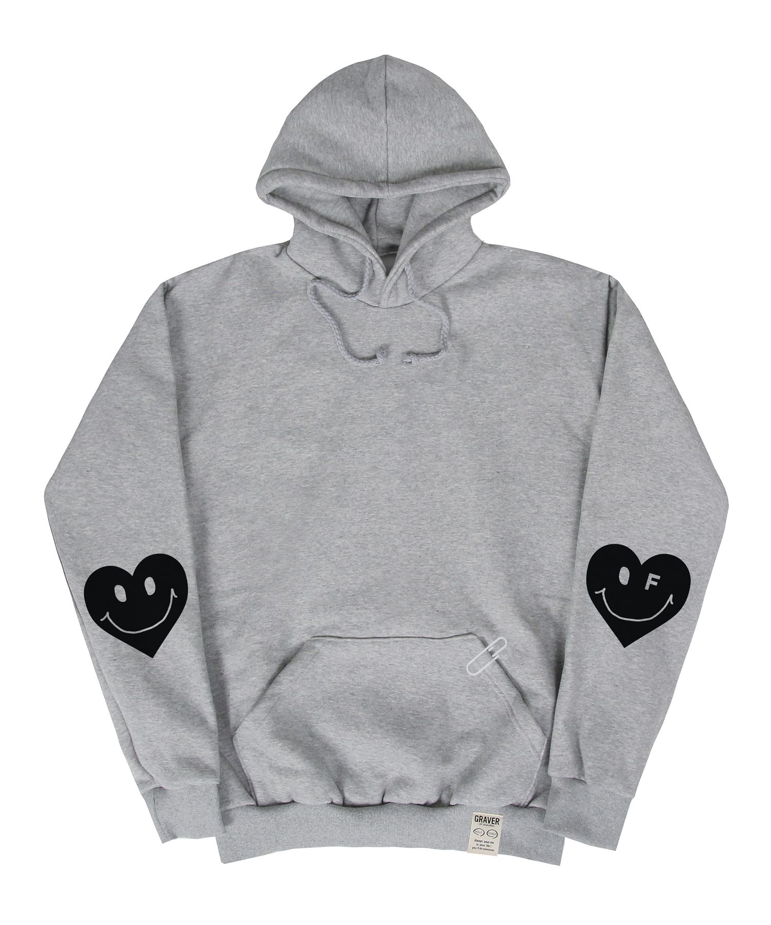 【GRAVER】Elbow Heart Smile White Clip Hoodie MUSINSA | GRAVER [UNISEX] ELBOW HEART SMILE WHITE CLIP