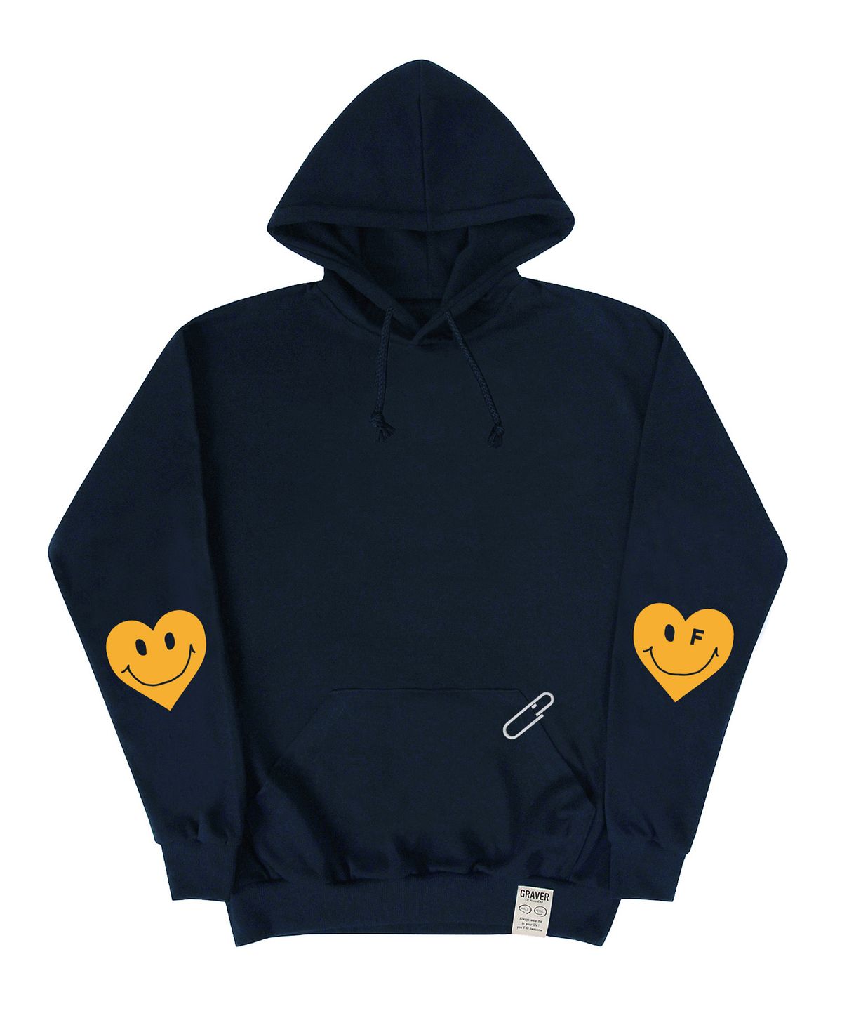 그레이버(GRAVER) [UNISEX]엘보우 하트 스마일 후드티_네이비