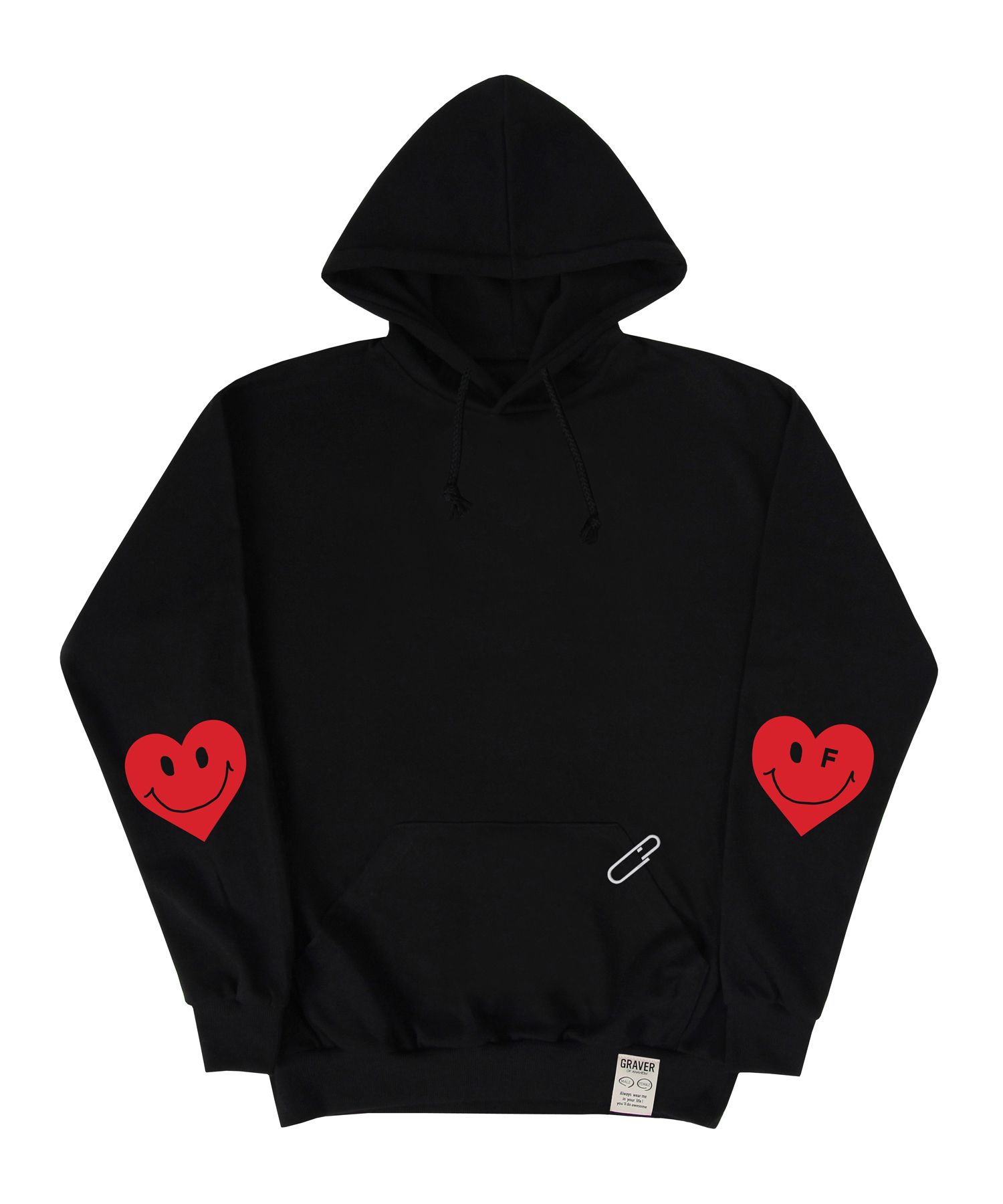【GRAVER】Elbow Heart Smile White Clip Hoodie MUSINSA | GRAVER [UNISEX] ELBOW HEART SMILE WHITE CLIP