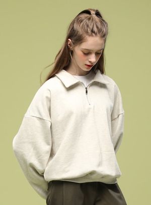 WOMEN 오버핏 아노락 긴팔티셔츠 맨투맨 [오트밀]