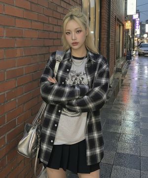 타탄 포켓 체크 셔츠 오버핏 3color