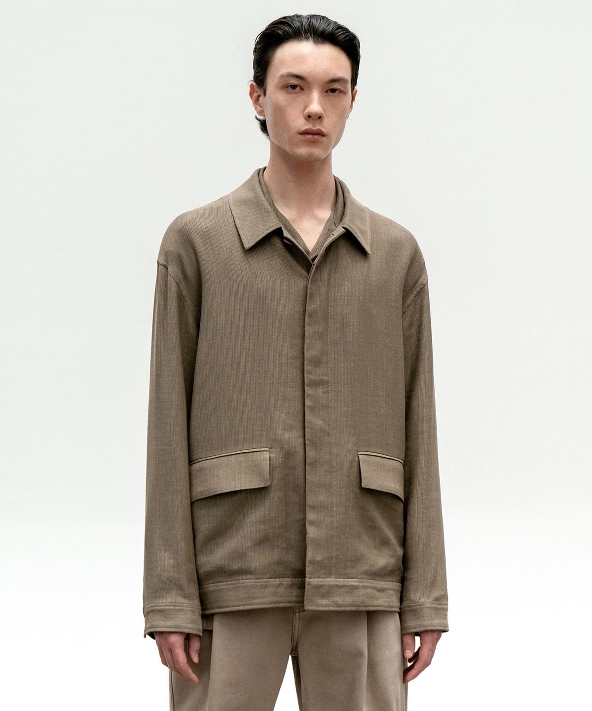 인사일런스(INSILENCE) 울 린넨 워크 자켓 ASH BROWN