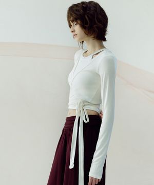 여성 요가복 DEVI-T0048-화이트 필라테스 랩 가디건 크롭  긴팔