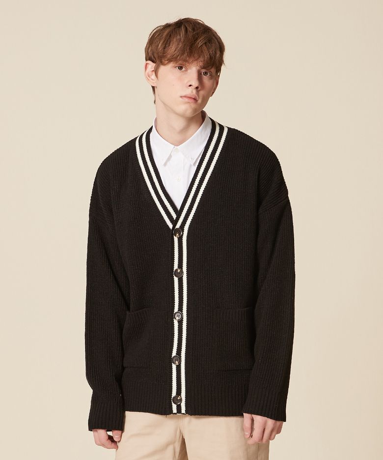 BASIC COLORATION KNIT CARDIGAN_BLACK