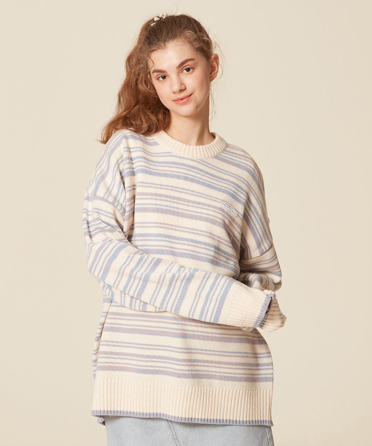 블론드나인(BLOND9) PLAITED THREADS KNIT SWEATER_PINK