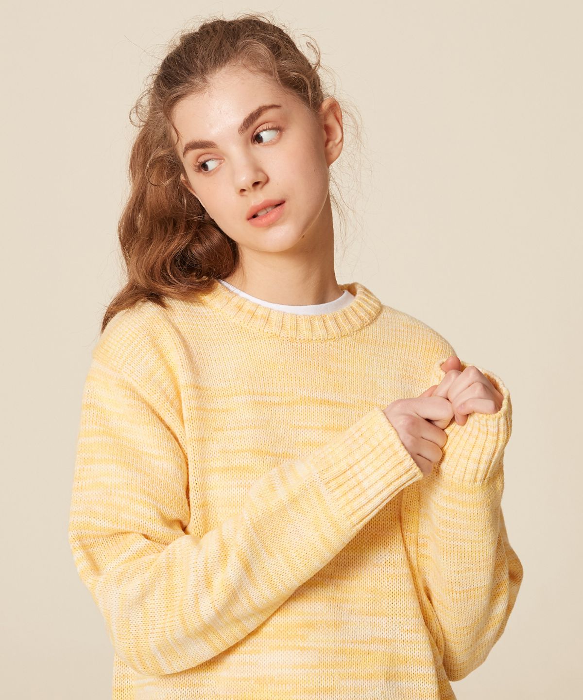 블론드나인(BLOND9) COLOR DYE KNIT SWEATER_YELLOW