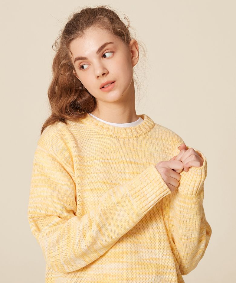 COLOR DYE KNIT SWEATER_YELLOW