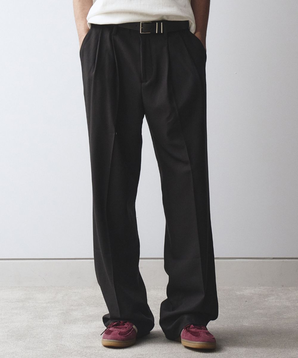 MUSINSA | MAISON MINED SAINT TWO TUCK WIDE PANTS BLACK