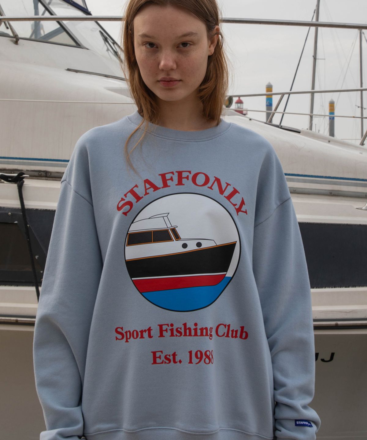 스텝온리(STAFFONLY) BOAT SWEATSHIRT (BABY BLUE)