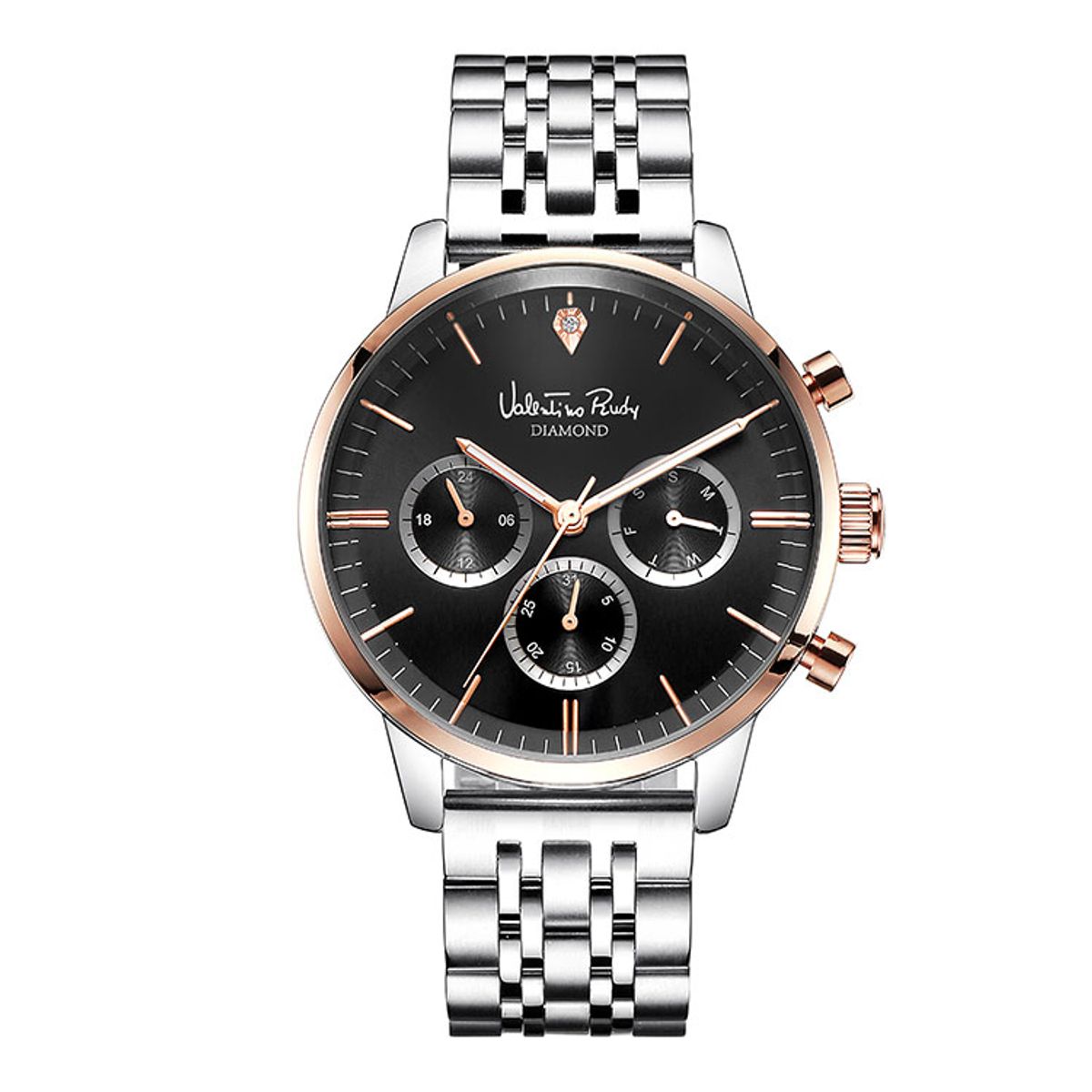 발렌티노 루디(VALENTINO RUDY) VR6562B-BKWT 남자시계 다이아몬드 메탈시계