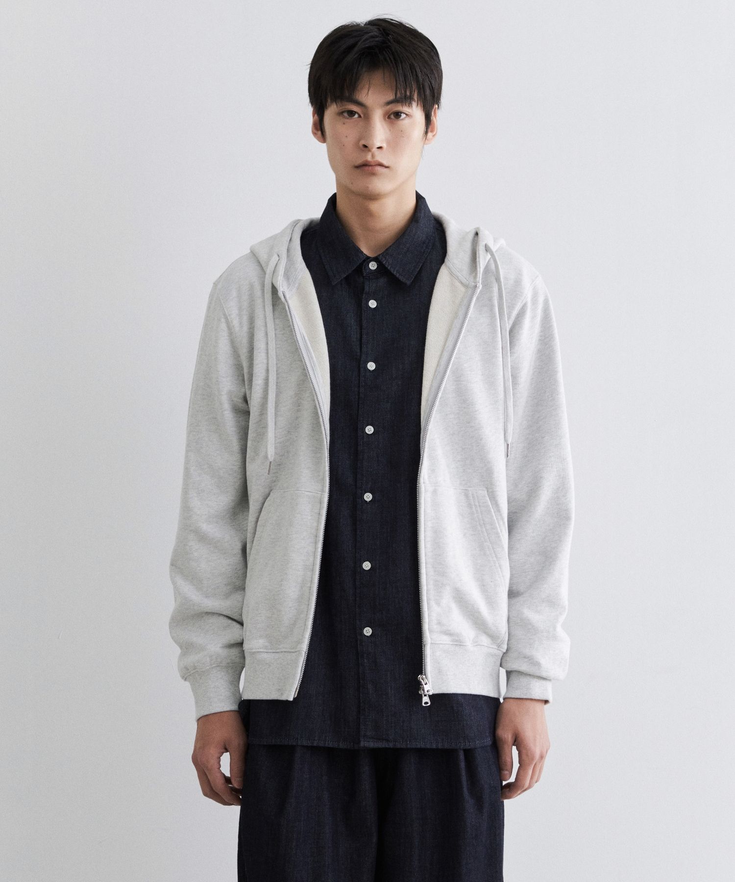 MUSINSA公式 | MUSINSA STANDARD ZIP-UP HOODIE [MELANGE LIGHT GRAY]