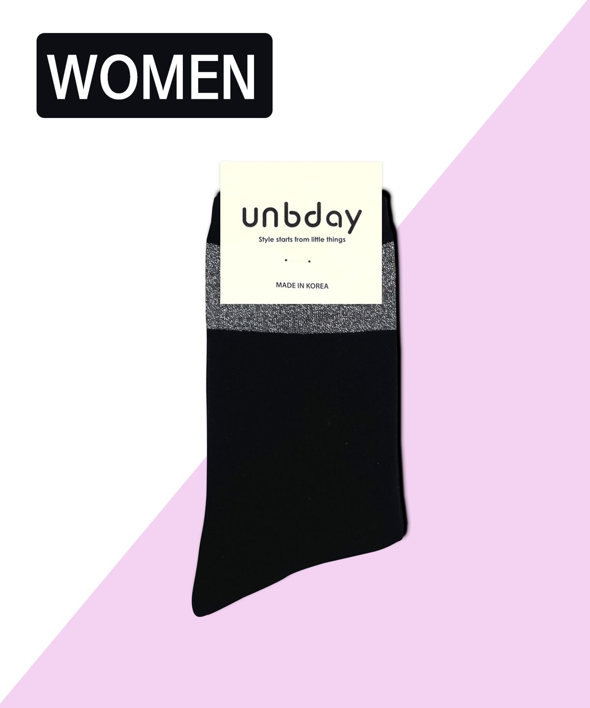 언비데이(UNBDAY) 여성 반짝이 글리터 펄 삭스 - 실버