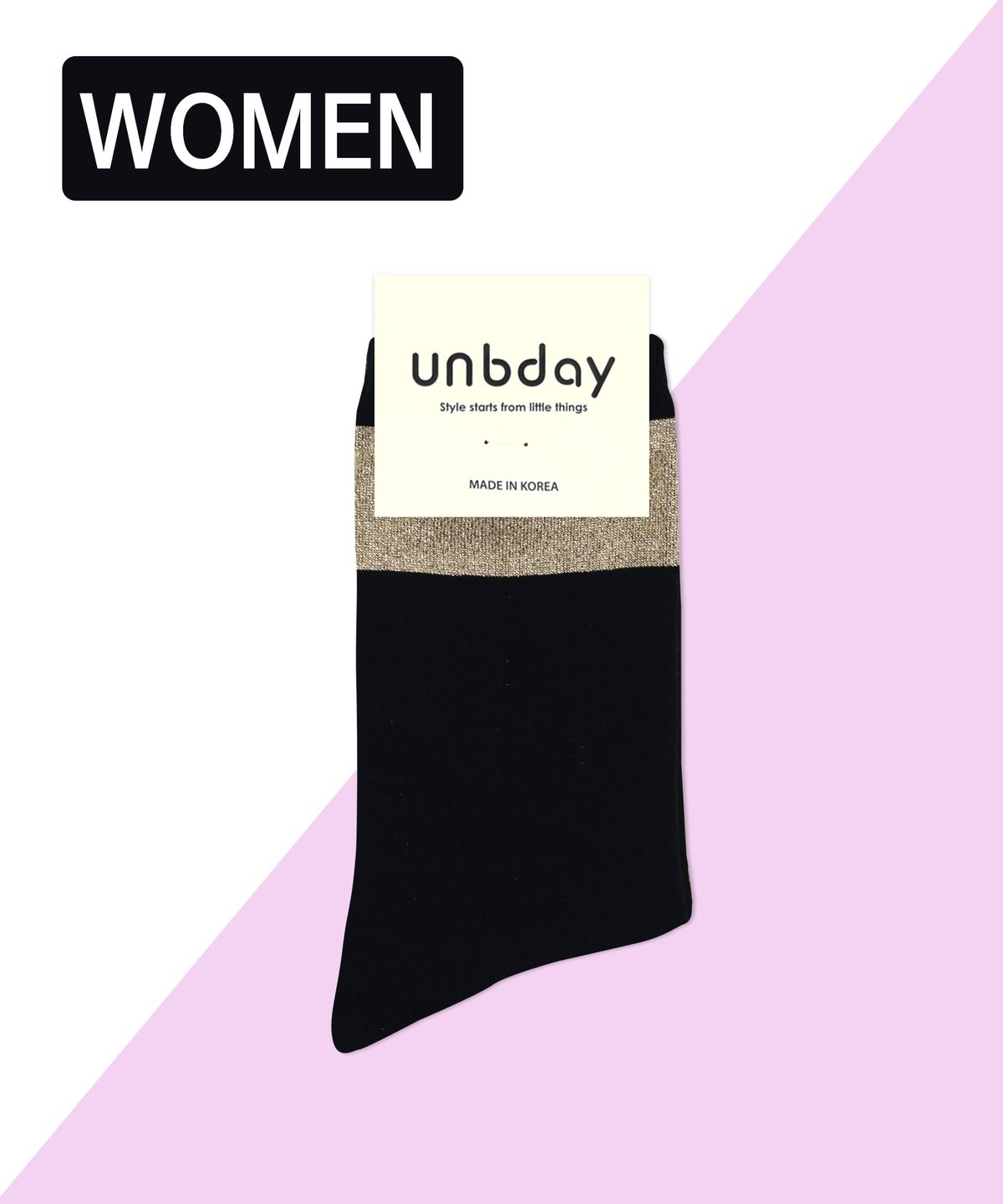 언비데이(UNBDAY) 여성 반짝이 글리터 펄 삭스 - 골드