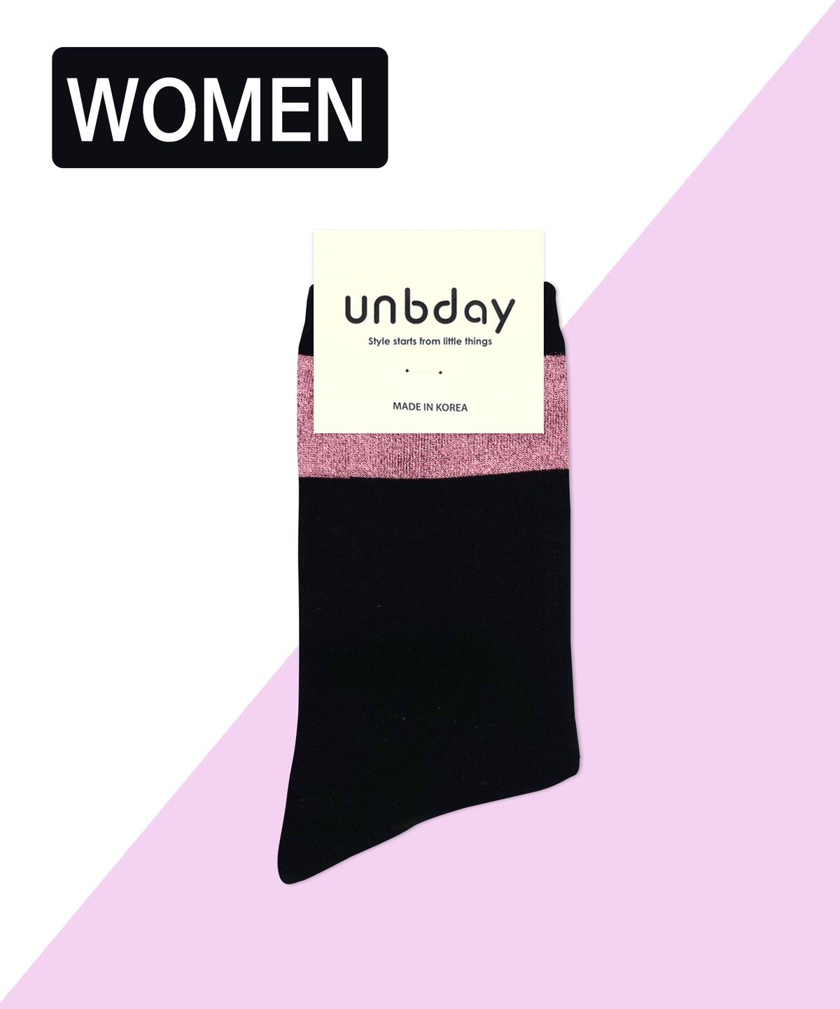 언비데이(UNBDAY) 여성 반짝이 글리터 펄 삭스 - 연핑크