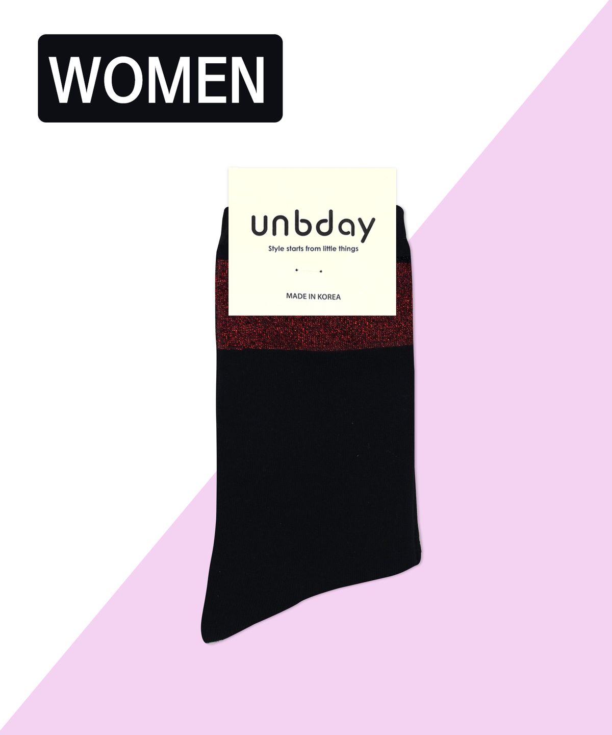 언비데이(UNBDAY) 여성 반짝이 글리터 펄 삭스 - 레드