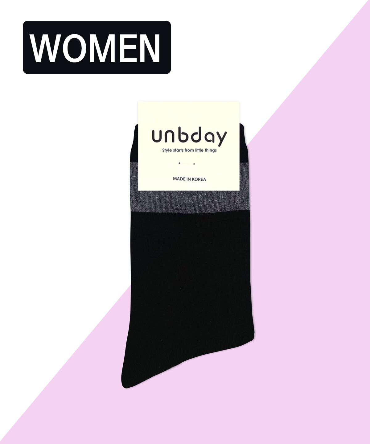 언비데이(UNBDAY) 여성 반짝이 글리터 펄 삭스 - 그레이