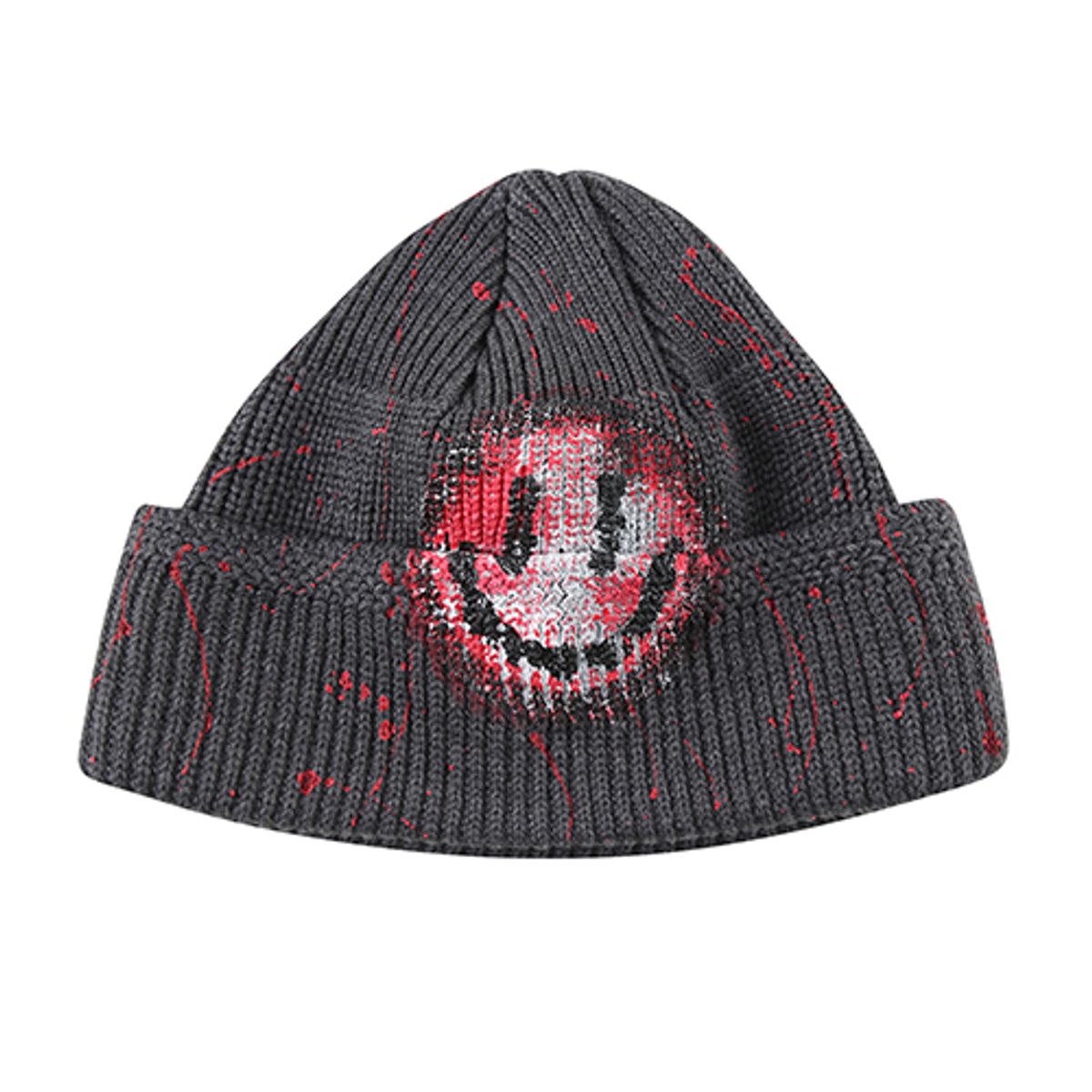 더 매드니스(THE MADNESS) HAND WORK FOUR SEASON CIRCLE SMILE BEANIE_GR/RD