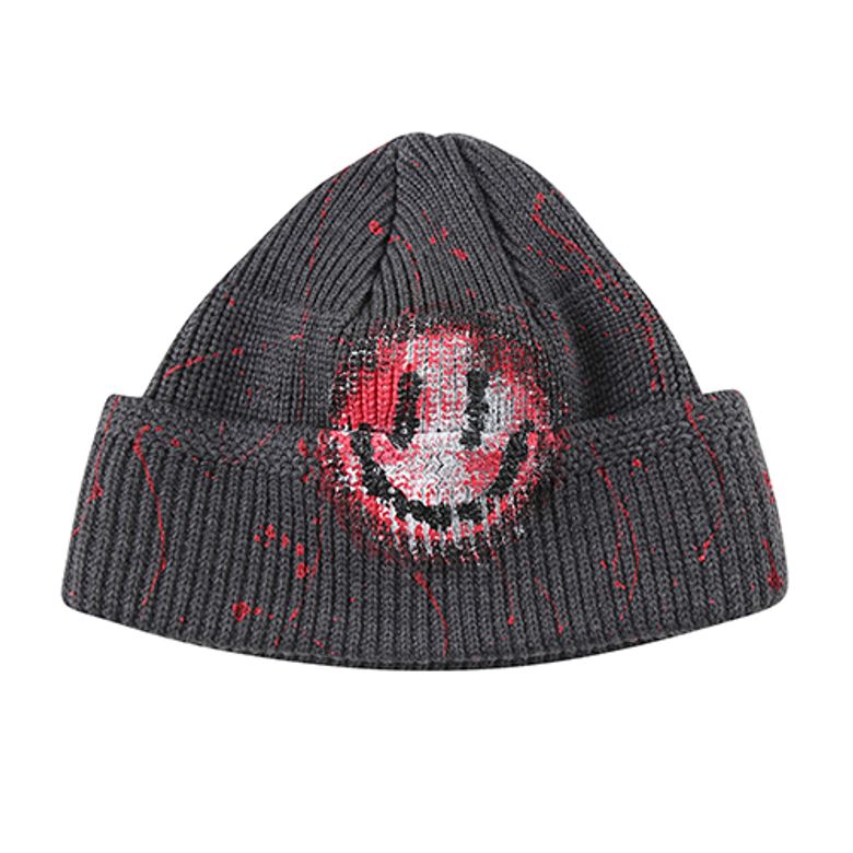 HAND WORK FOUR SEASON CIRCLE SMILE BEANIE_GR/RD