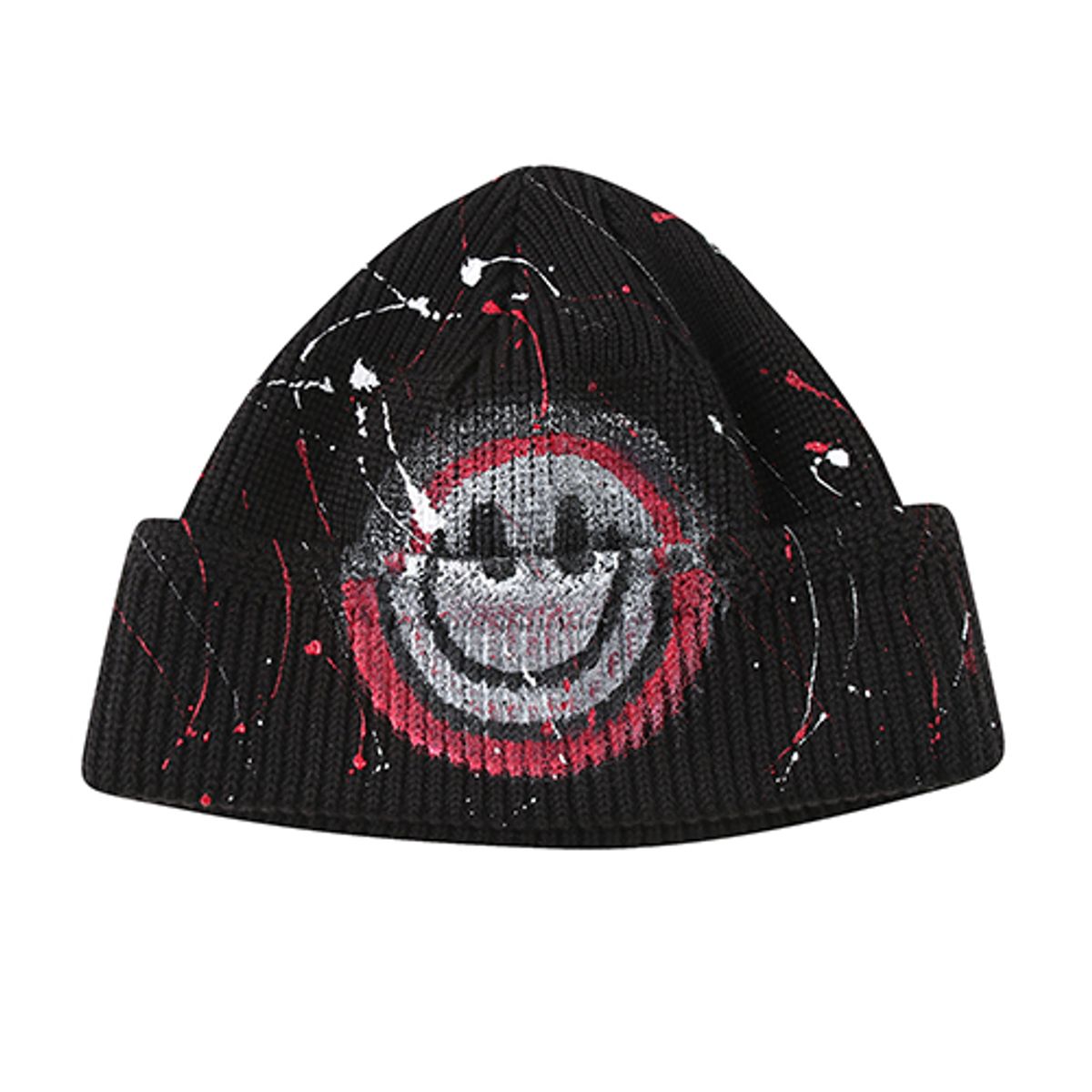 더 매드니스(THE MADNESS) HAND WORK FOUR SEASON SGN SMILE BEANIE_BK/RD