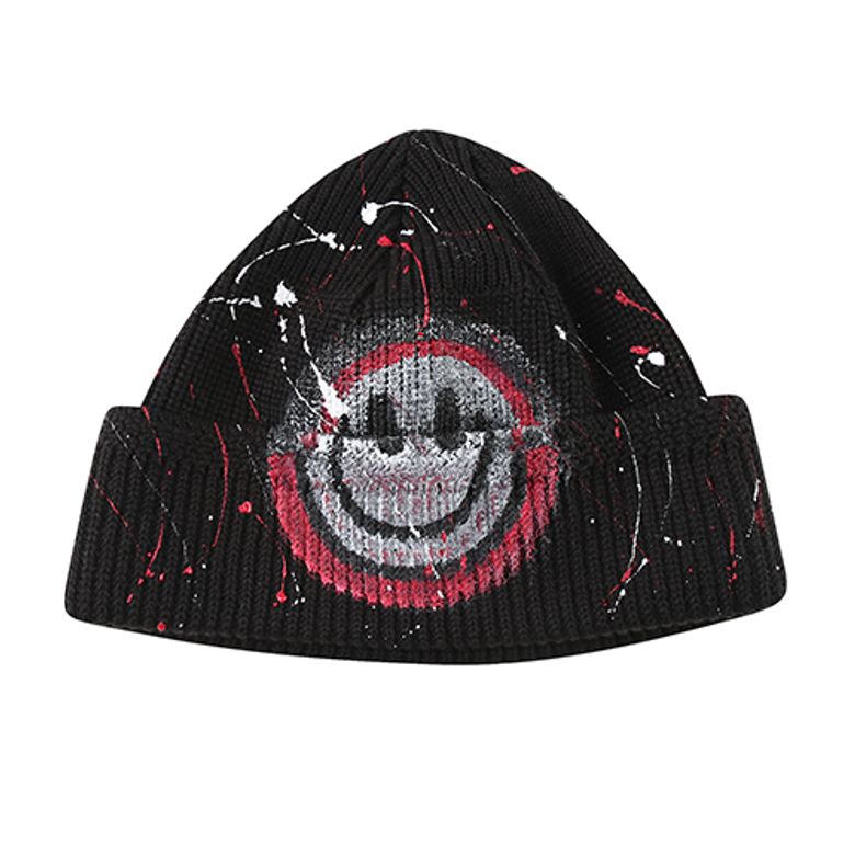 HAND WORK FOUR SEASON SGN SMILE BEANIE_BK/RD