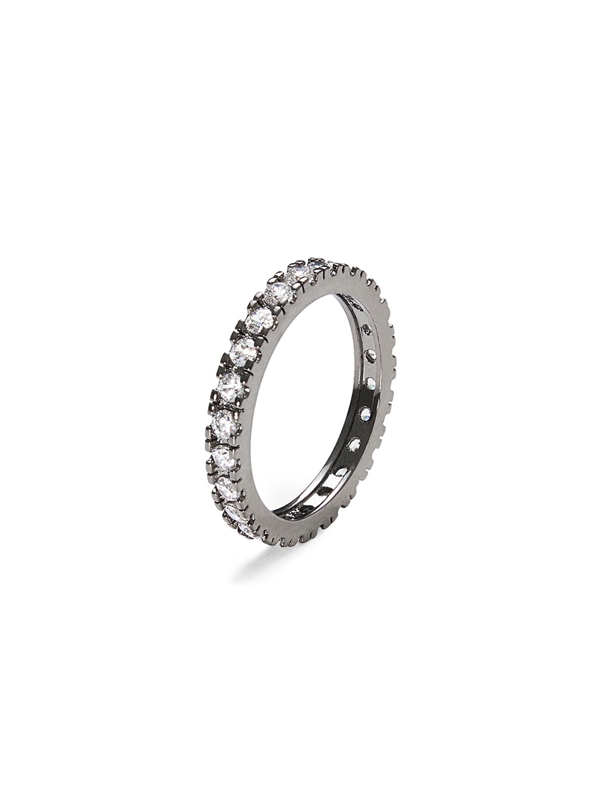 마씨에르(MACIER) 2.5MM 플랫 테니스 반지 (흑실버)