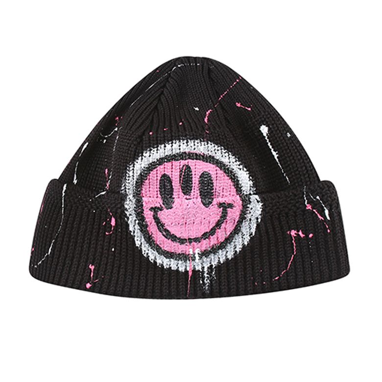 HAND WORK FOUR SEASON LIGHT SMILE BEANIE_BK/PK