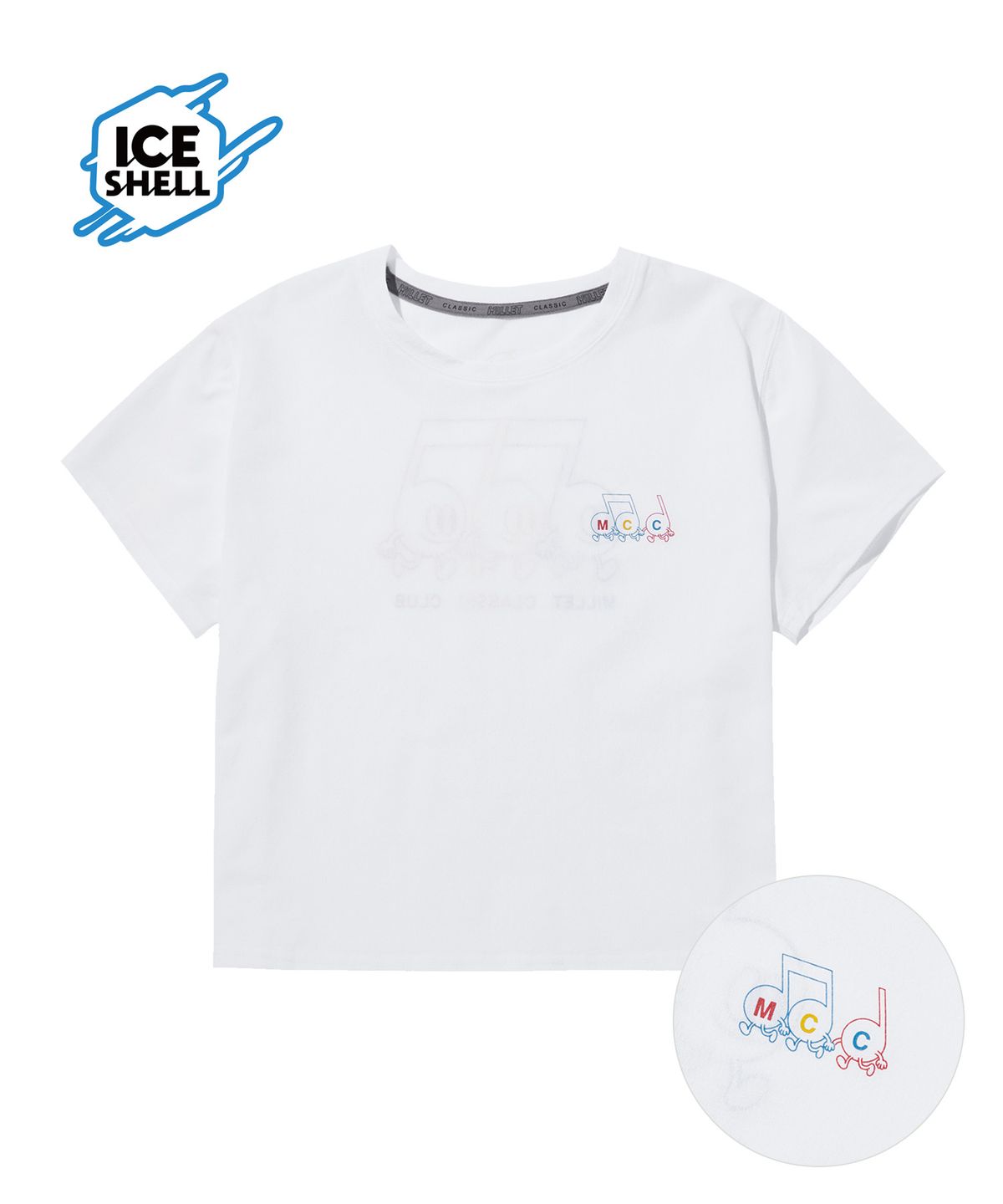 밀레 클래식(MILLET CLASSIC) NOTE SYMBOLS ICE SHELL CROP T-SHIRTS WHITE