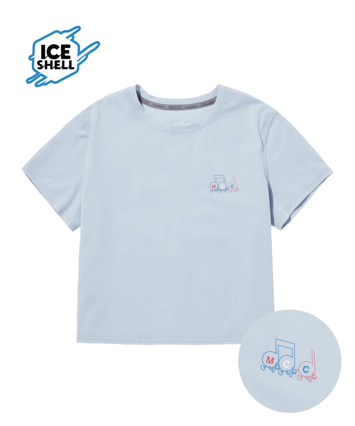 밀레 클래식(MILLET CLASSIC) NOTE SYMBOLS ICE SHELL CROP T-SHIRTS L/BLUE