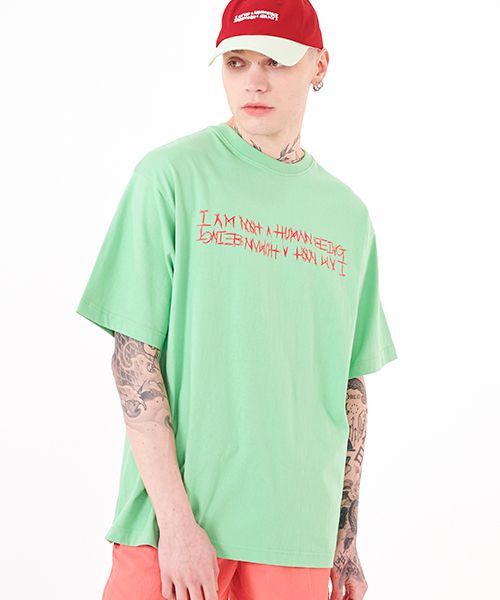 ★人気★【I AM NOT A HUMAN BEING】★STITCHED BASIC LOGO TE.E STITCHED BASIC LOGO TEE - BLACK - I am not a humanbeing