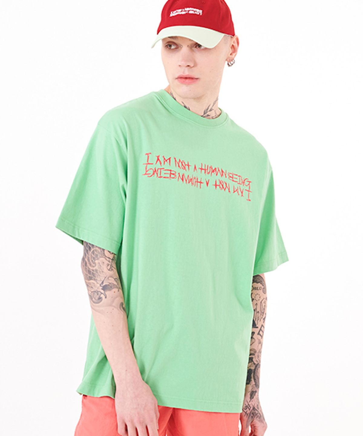 아임낫어휴먼비잉(I AM NOT A HUMAN BEING) BASIC LOGO SHORT SLEEVE T-SHIRT - MINT